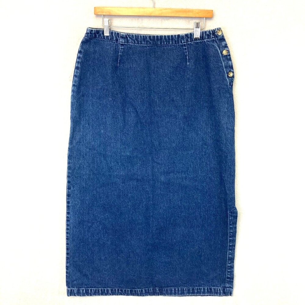 Eddie Bauer Blue Denim Midi Skirt